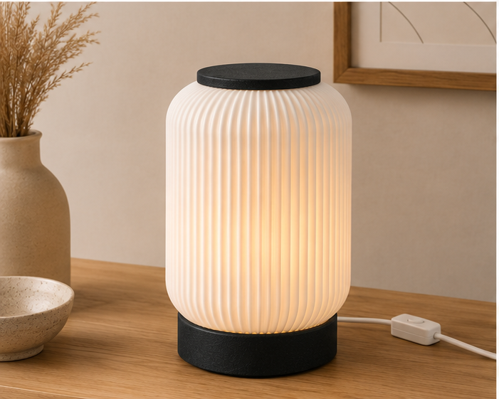 LINEARIS – Geriffelte Design Tischlampe aus dem 3D-Drucker | Flache LED