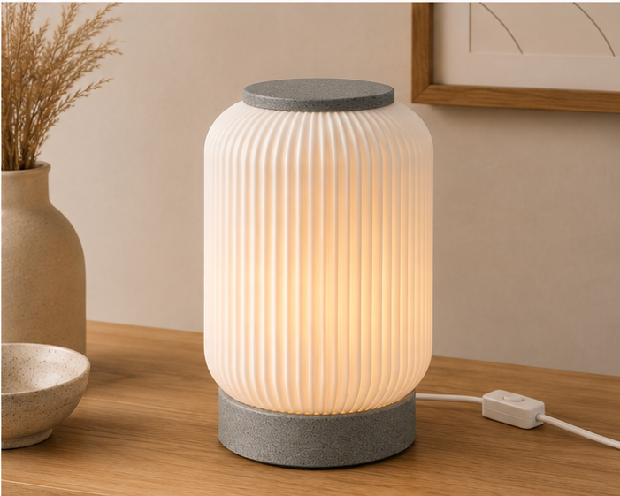 LINEARIS – Geriffelte Design Tischlampe aus dem 3D-Drucker | Flache LED