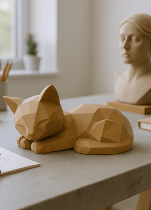 LUMI – Schlafende Low Poly Katze - Print HomeLUMI – Schlafende Low Poly KatzePrint HomeKatzeLUMI schlafende Low Poly Katze aus hellbraunem PLA+, stilvolle geometrische Dekofigur für modernes WohnenTierSculpture 27