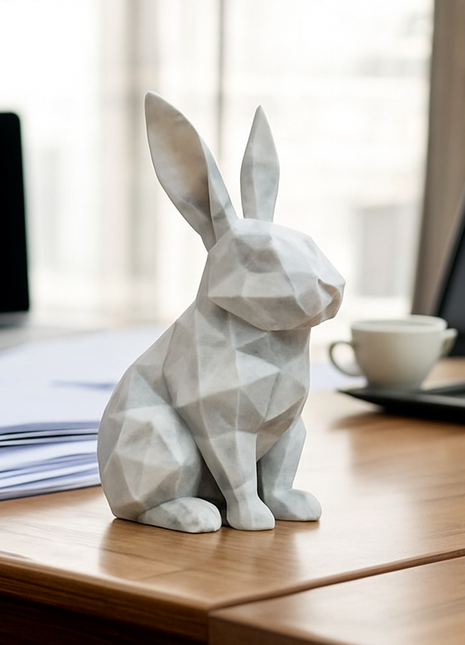 MÖRBY Marmor Low Poly Hase moderne Skulptur mit marmorierter Oberfläche für stilvolle Dekoration