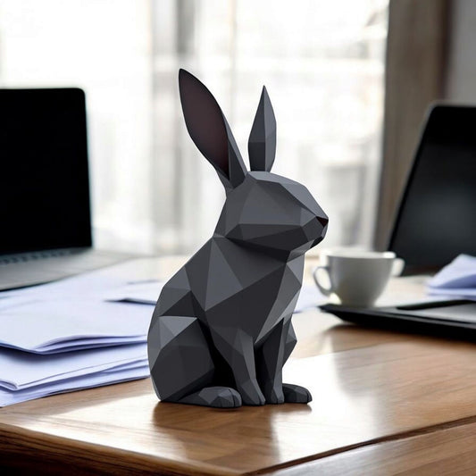 MÖRBY schwarzer Low Poly Hase moderne geometrische Dekoration für stilvolle Einrichtung