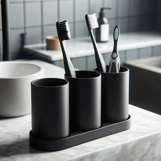 TrioDock – Minimalistisches Zahnbürstenhalter-Set mit 3 Bechern - Print Home