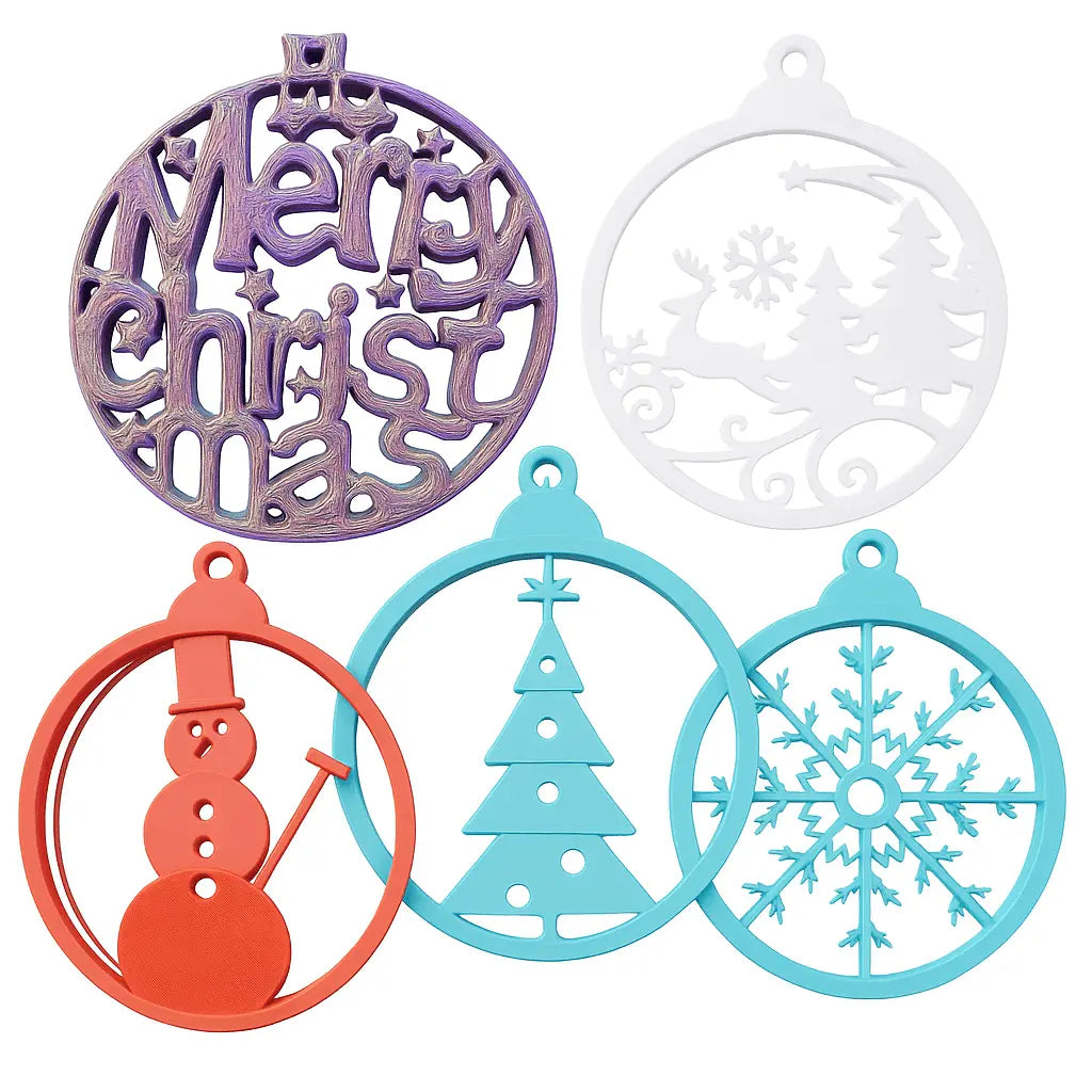 3D-gedrucktes Weihnachtsornament – Filigrane Dekoanhänger in 5 Motiven - Print Home