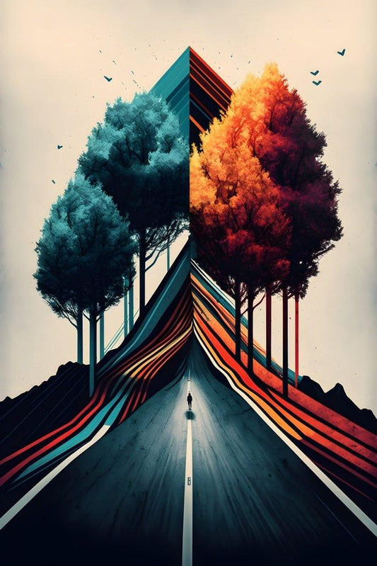 "Connected Souls" – Minimalistisches One-Line-Art Porträt in Erdtönen Print Home  Print Home
