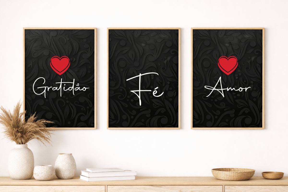 „Herzenswerte“ – Wandbild-Serie (Liebe, Glaube, Dankbarkeit) - Print Home
