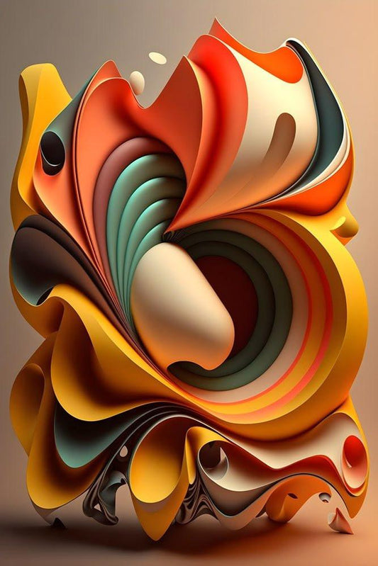 "Soft Layers" – Abstraktes 3D-Design in Pastell & Creme Print Home  Print Home