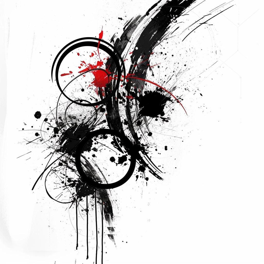 „Ink Motion Red“ – Abstrakte Tusche-Kunst mit Akzent - Print Home