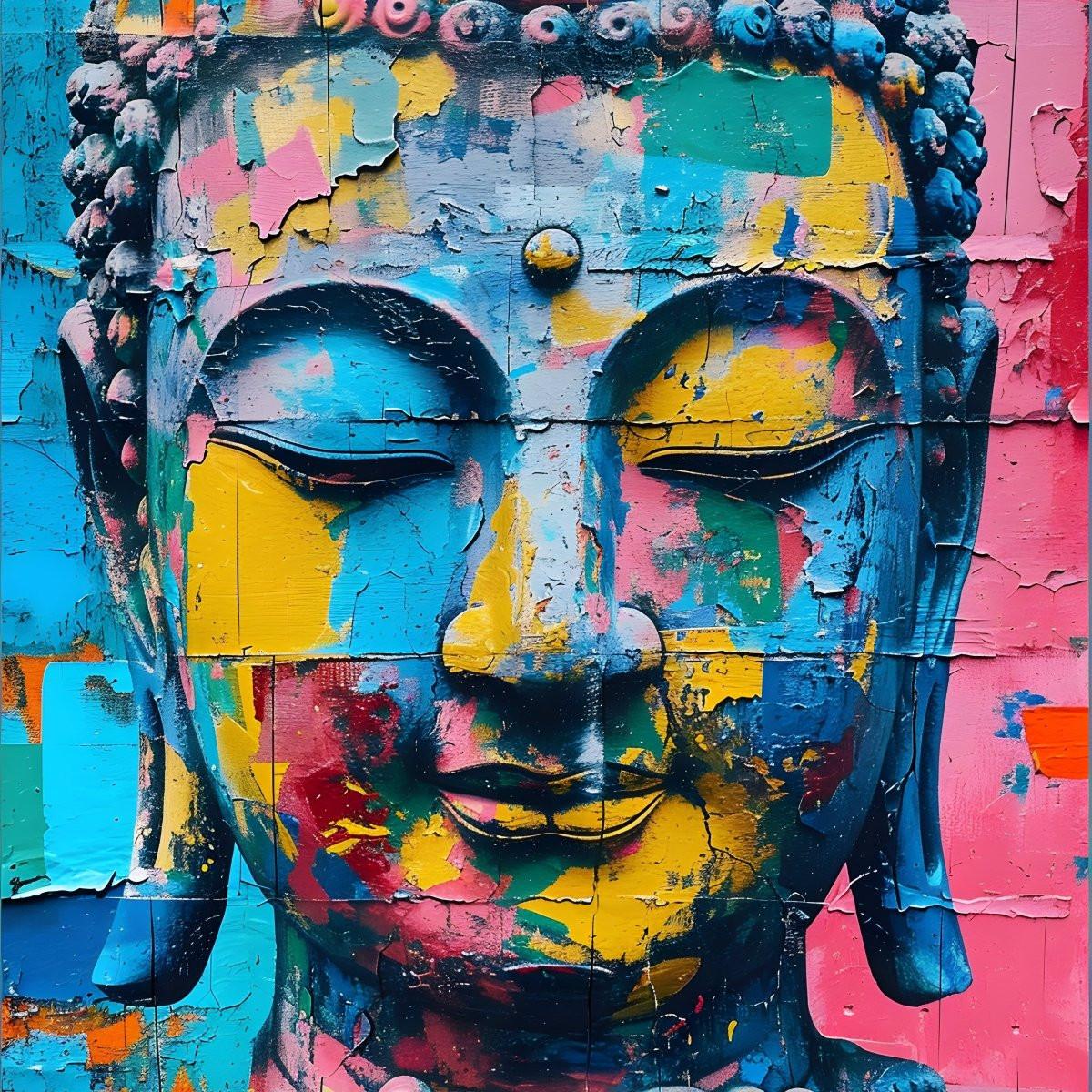 „Spiritual Splash“ – Farbenfroher Buddha Kunstdruck - Print Home