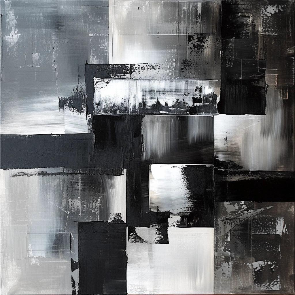 „Urban Structure“ – Abstrakte Schicht-Kunst in Grau - Print Home