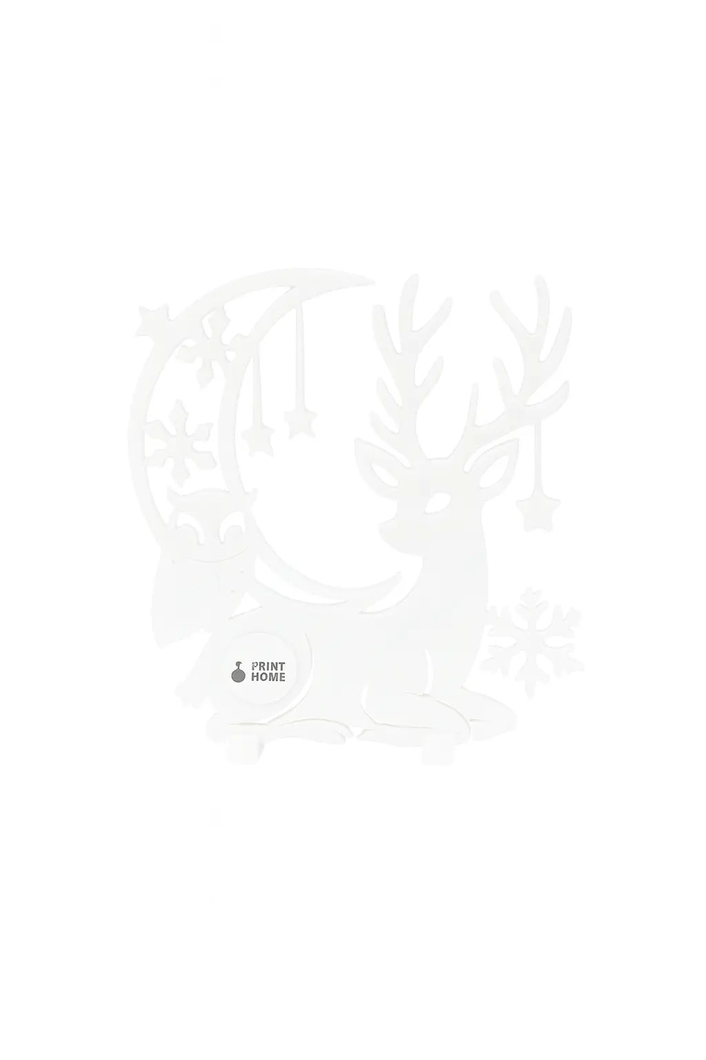 Winterhirsch 3D-Holzoptik-Figur - Weihnachtsdeko mit Sternen & Schneeflocken - Print Home