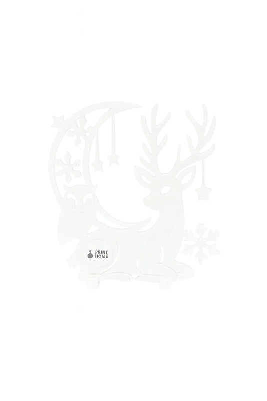 Winterhirsch 3D-Holzoptik-Figur - Weihnachtsdeko mit Sternen & Schneeflocken - Print Home