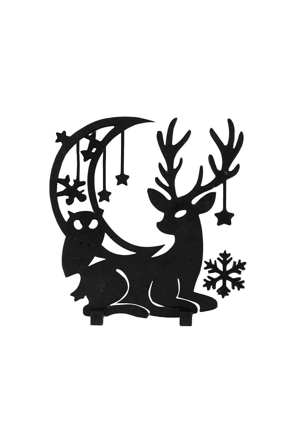 Winterhirsch 3D-Holzoptik-Figur - Weihnachtsdeko mit Sternen & Schneeflocken - Print Home