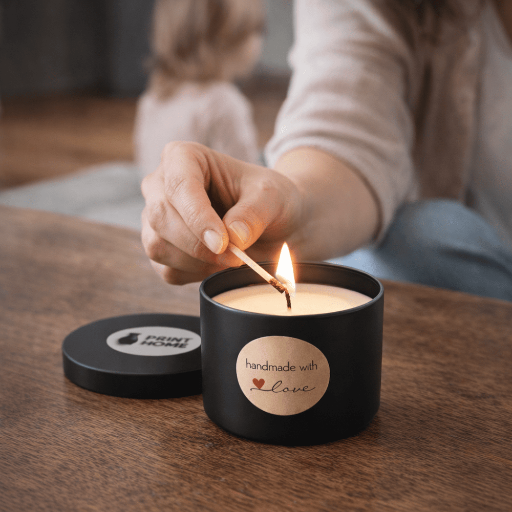 Handgemachte Duftkerze im mattschwarzen Designglas – PRINT HOME - Print Home