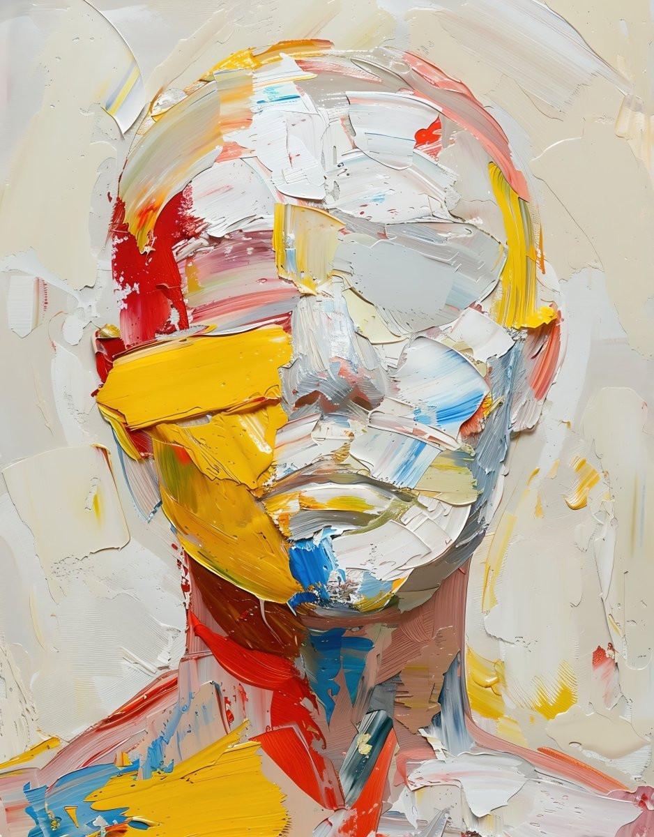 "Farbspiel der Seele" – Abstraktes Porträt mit dynamischer Impasto-Optik - Print Home