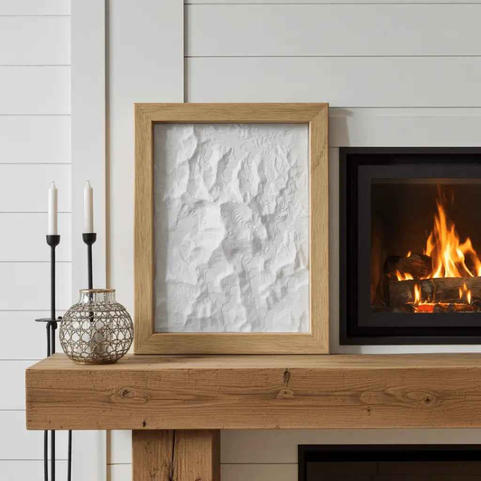 3D-Relief „Mount Everest“ – Topografisches Kunstwerk im Eichenrahmen - Print Home