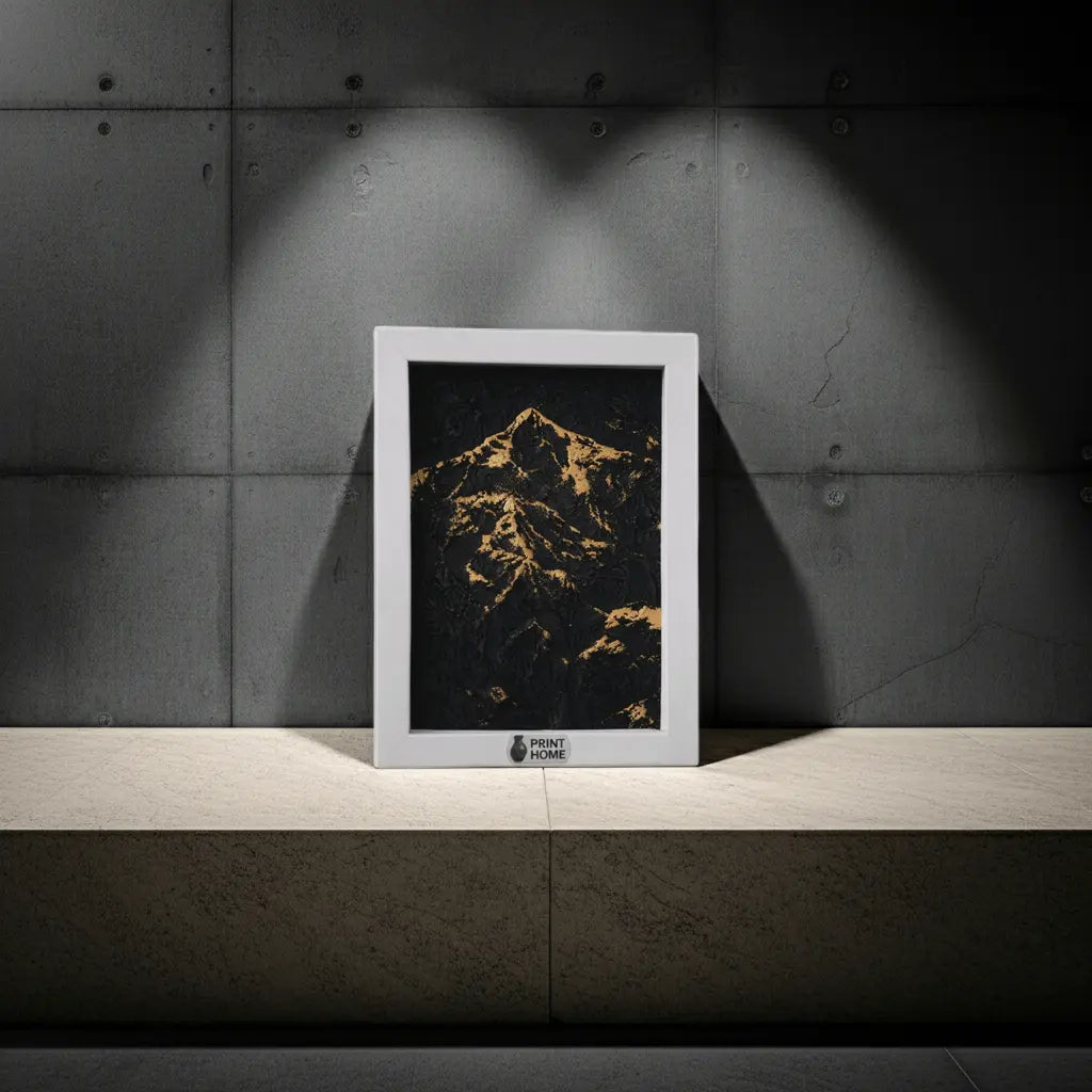 3D-Relief „Mount Everest“ – Topografisches Kunstwerk im Eichenrahmen - Print Home3D-Relief „Mount Everest“