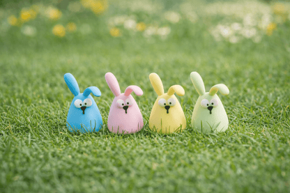 Crazy Hasen – 4er Set | Bunte Osterhasen Deko in Pastellfarben Print Home  Print Home