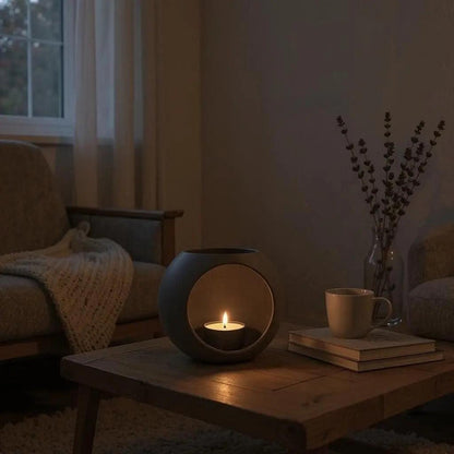Design-Teelichthalter „Sphere“ – Minimalistisches Windlicht aus mattem Keramik-Finish - Print Home