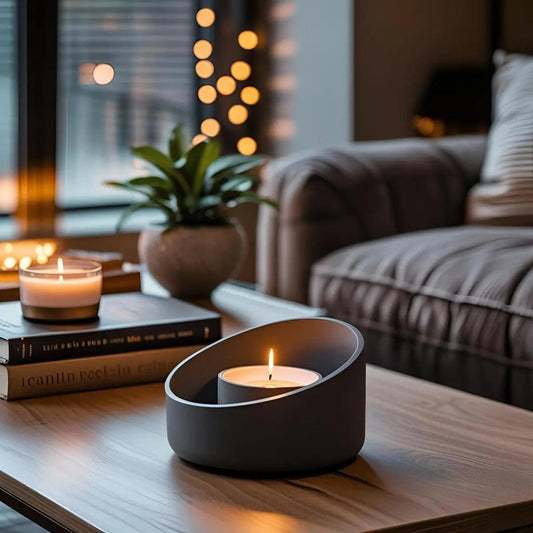 Design-Windlicht „Eclipse“ – Minimalistischer Teelichthalter in mattem Anthrazit - Print Home