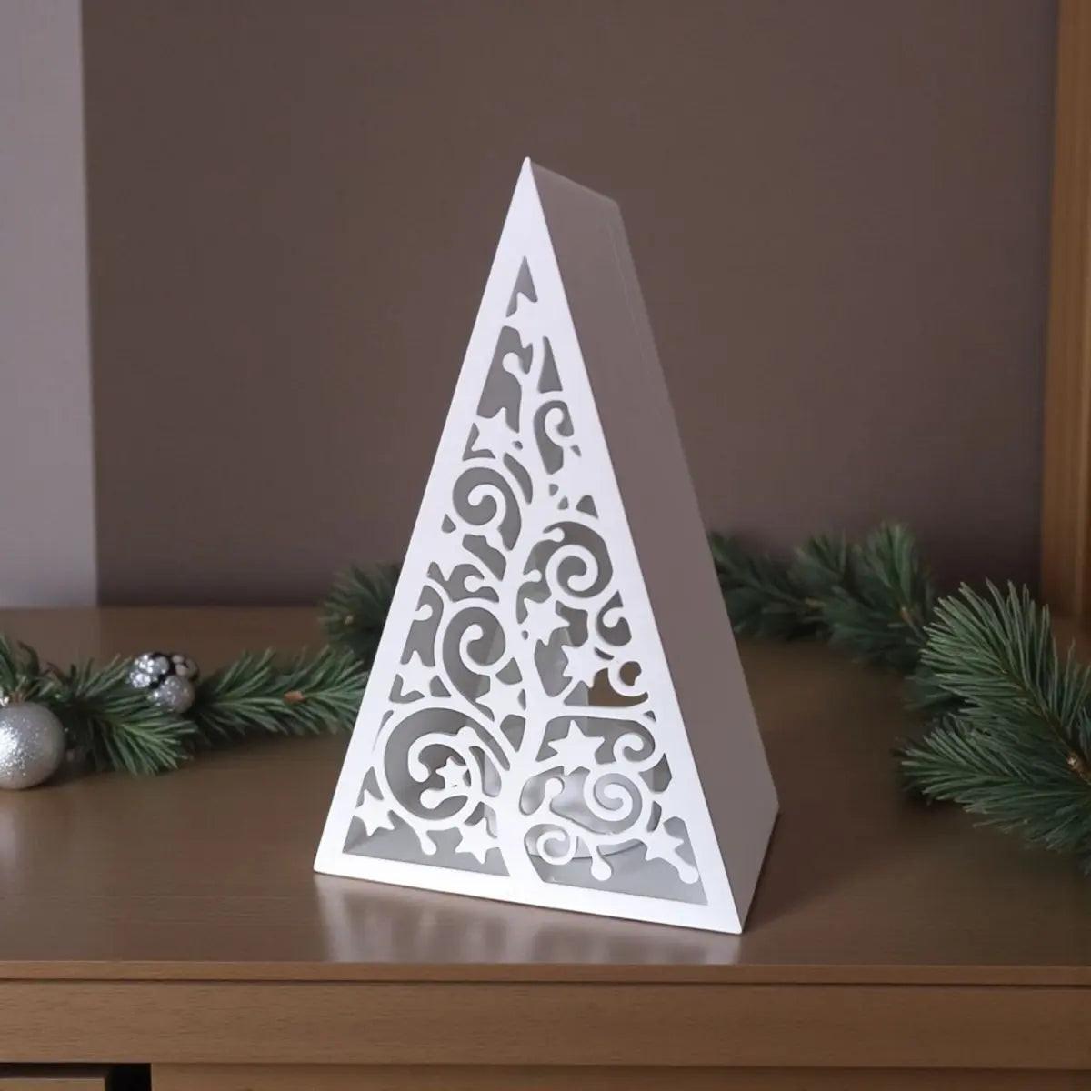 Minimalistisches Tannenbaum-Windlicht Winter-Silhouette - Print Home