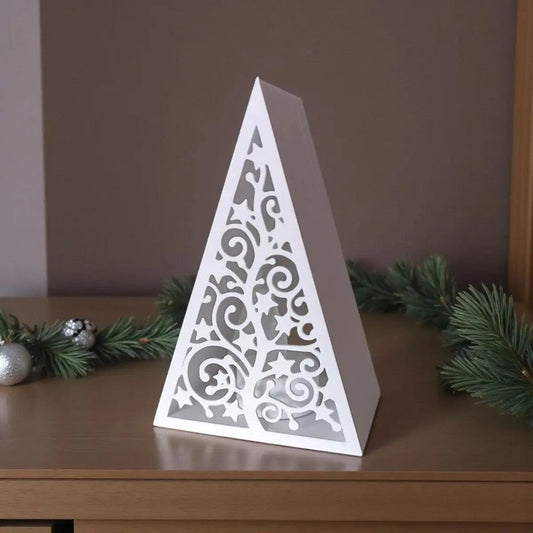 Minimalistisches Tannenbaum-Windlicht Winter-Silhouette - Print Home