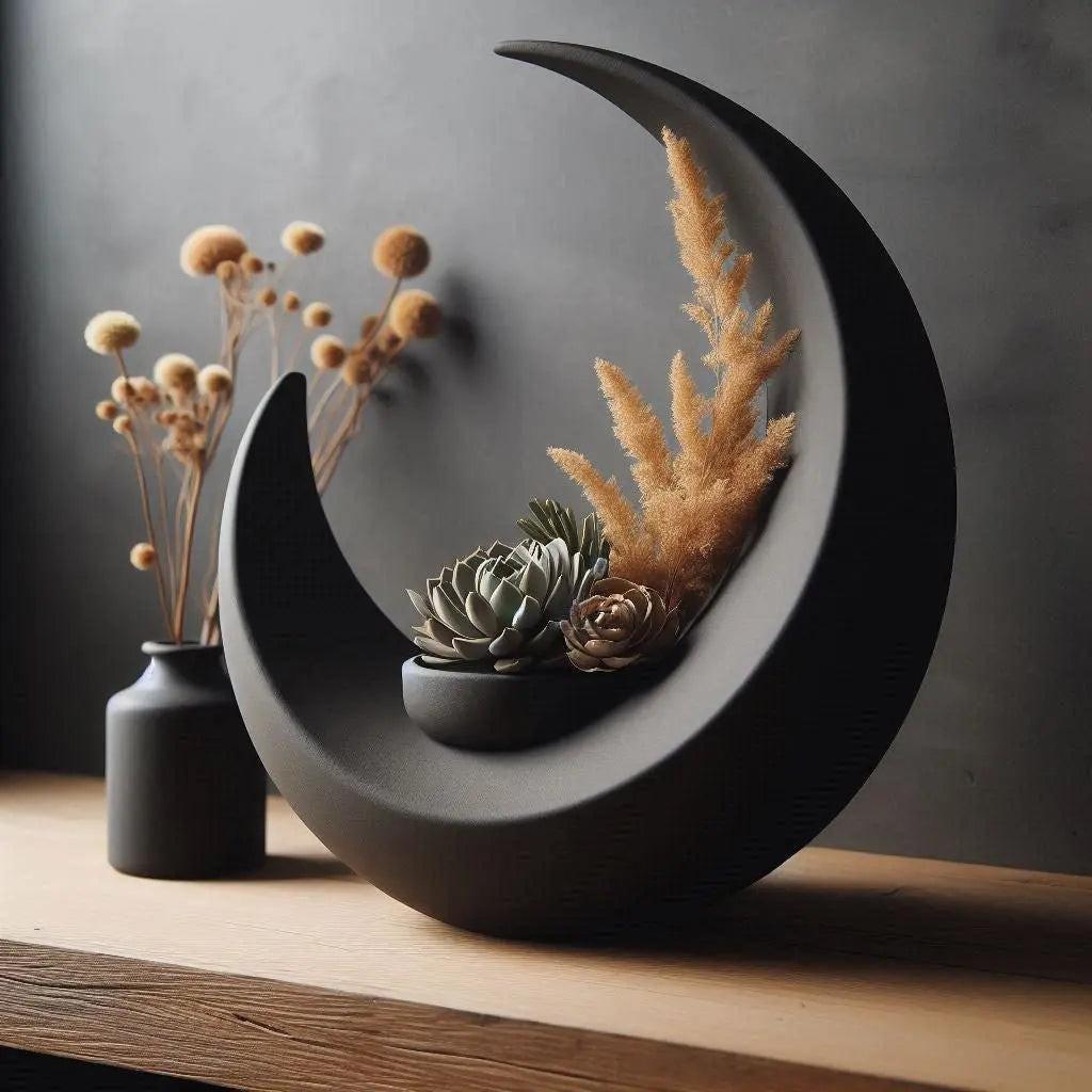 Objekt „Eclipse“ – Skulpturales Halbmond-Design mit integrierter Schale - Print Home