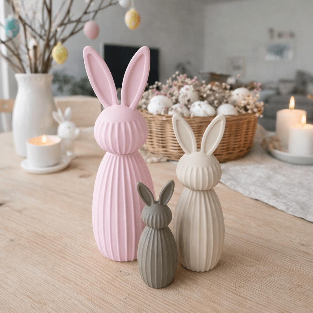 Osterhasen Deko 3er Set – Moderne Keramik-Optik in Pastell Print Home  Print Home