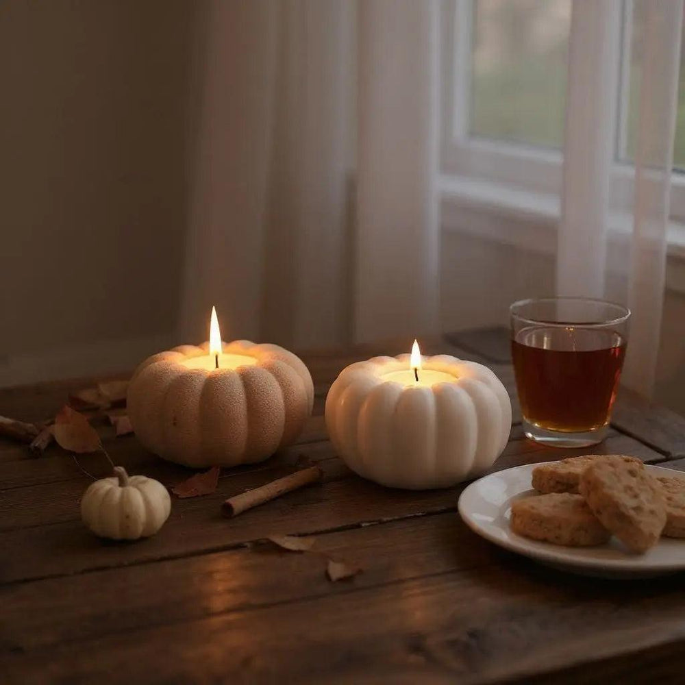 Deko-Kürbis „Autumn Glow“ – Stilvoller Teelichthalter für herbstliche Gemütlichkeit - Print Home