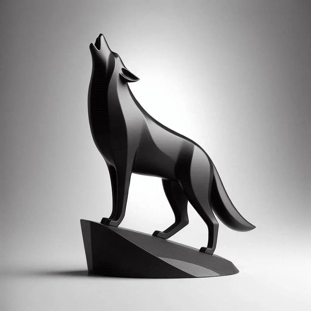 Minimalistische Wolf-Skulptur Howling Wolf - Print Home