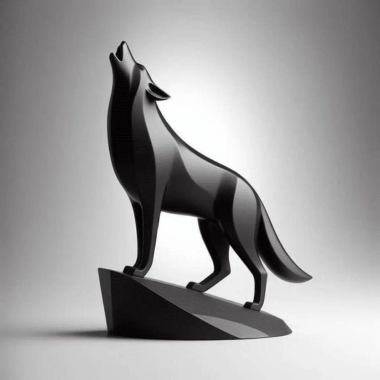 Minimalistische Wolf-Skulptur Howling Wolf - Print Home