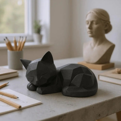 LUMI – Schlafende Low Poly Katze - Print Home