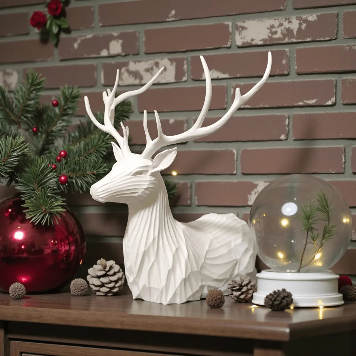 Minimalistische Hirsch-Büste Winter Stag - Print Home