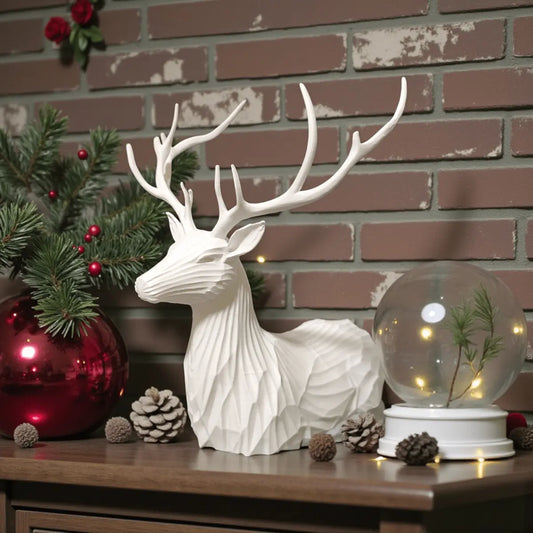 Minimalistische Hirsch-Büste Winter Stag - Print Home