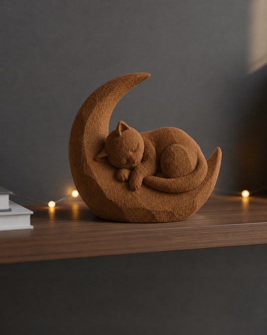 MÅNMYSA – Schlafende Katze auf Mond | Dekofigur