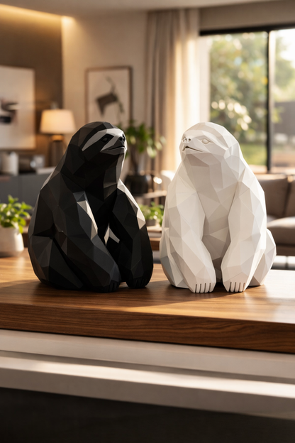 Lumo – Moderne Faultier Dekofigur in Schwarz oder Weiß | Design Skulptur