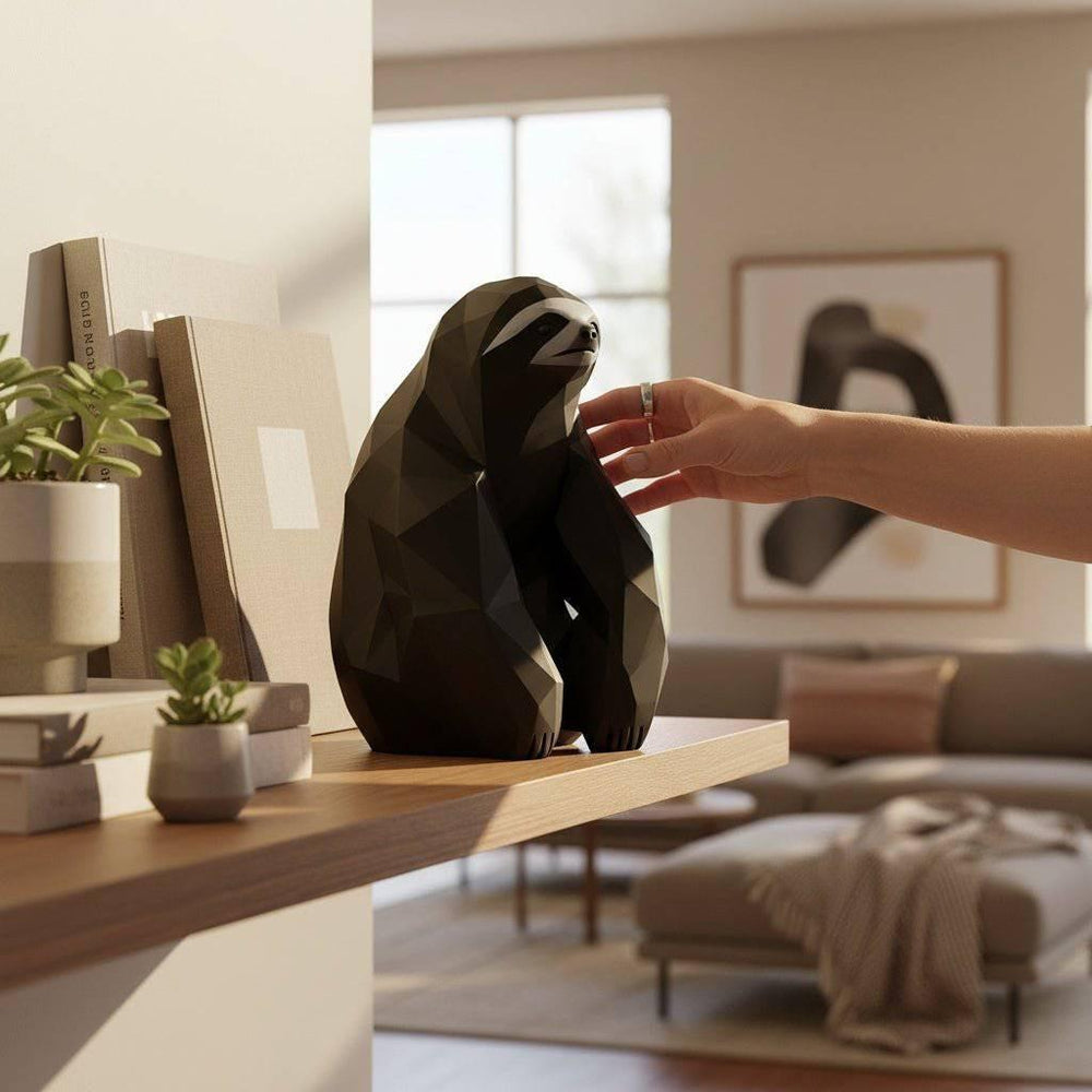 Lumo – Moderne Faultier Dekofigur in Schwarz oder Weiß | Design Skulptur - Print Home