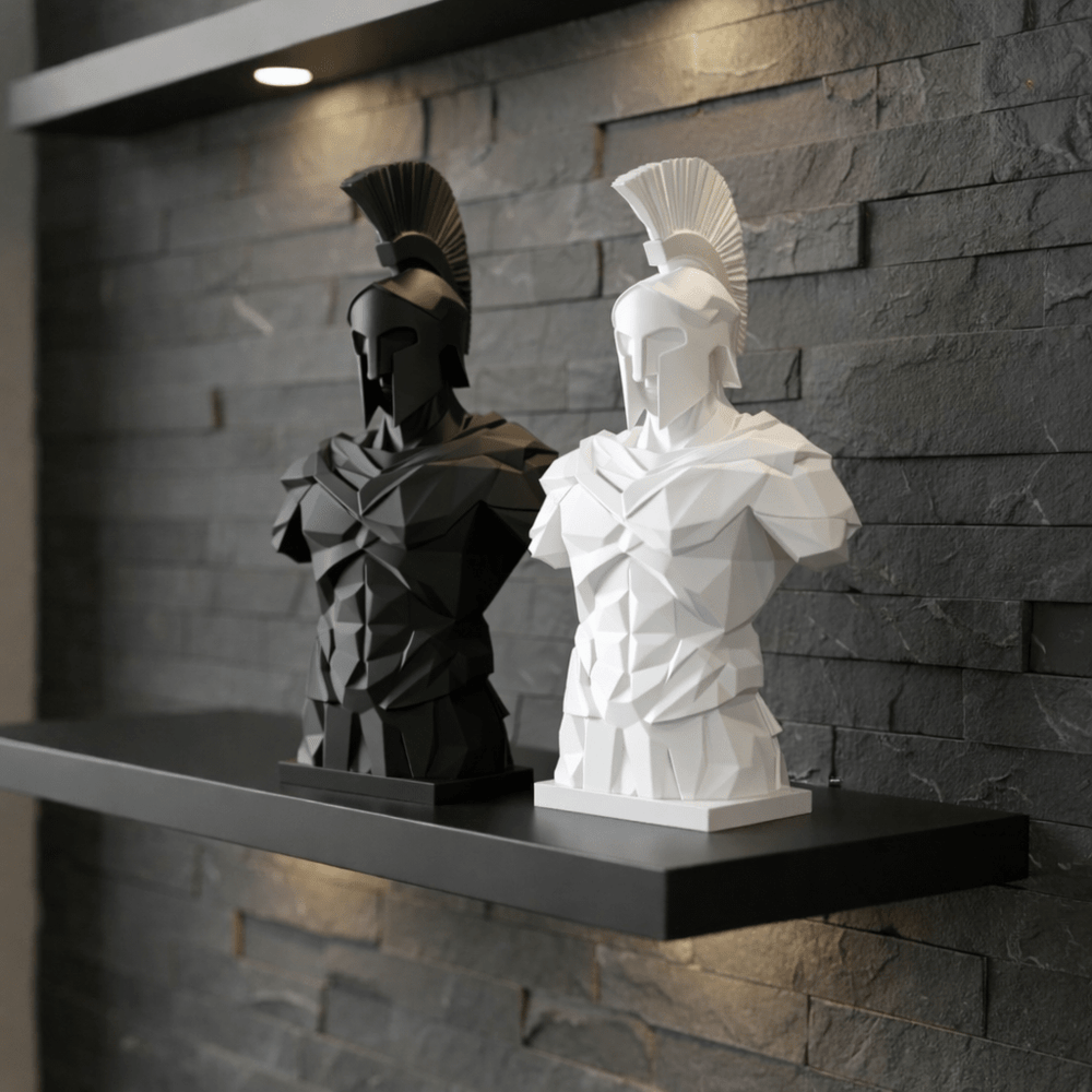 Spartan – Moderne Krieger Büste in Schwarz oder Weiß | Dekofigur - Print Home