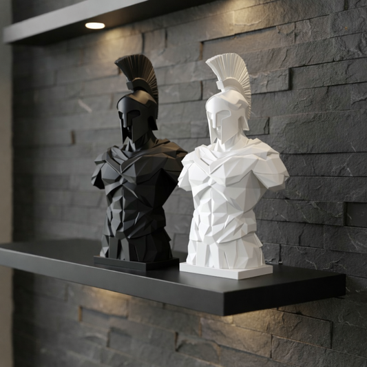 Spartan – Moderne Krieger Büste in Schwarz oder Weiß | Dekofigur