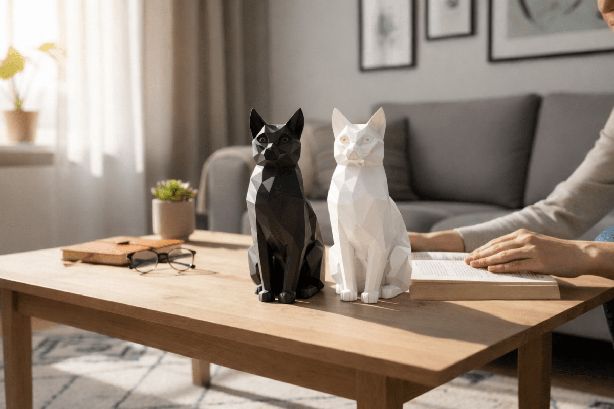 Shital – Moderne Katzen Dekofigur in Schwarz oder Weiß | Design Skulptur Print Home  Print Home