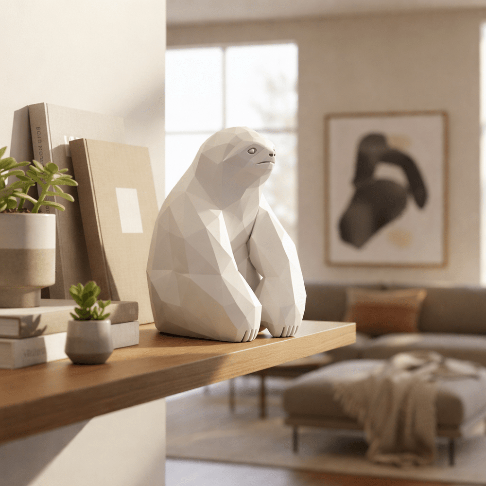 Lumo – Moderne Faultier Dekofigur in Schwarz oder Weiß | Design Skulptur - Print Home