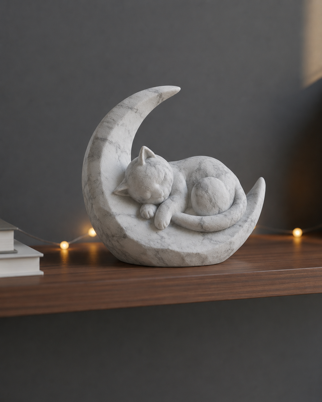 MÅNMYSA – Schlafende Katze auf Mond | Dekofigur