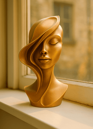 Seraphina: Die Muse der Ewigkeit - Print HomeSeraphina: Die Muse der Ewigkeit2250123665413Print Home3d - druck - plaElegante Skulptur Seraphina "Die zeitlose Muse" in glänzendem Kupfer Gold, platziert auf einer Fensterbank bei warmem Licht.3d - gedruckt44887976