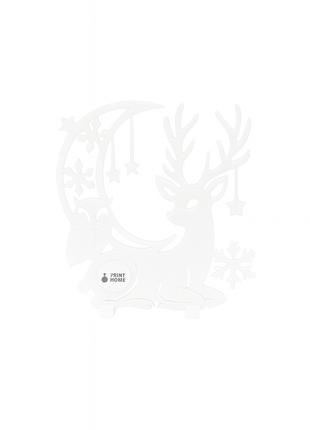 Weihnachtsdeko „Winterhirsch“ – Filigrane 3D - Holzoptik - Figur mit Sternen & Schneeflocken - Print Home