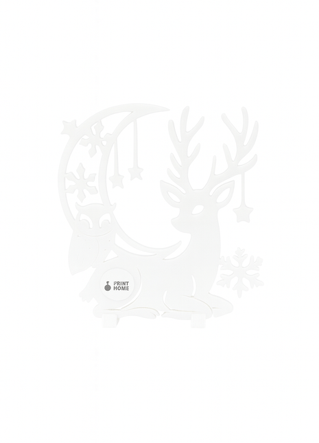 Weihnachtsdeko „Winterhirsch“ – Filigrane 3D - Holzoptik - Figur mit Sternen & Schneeflocken - Print Home
